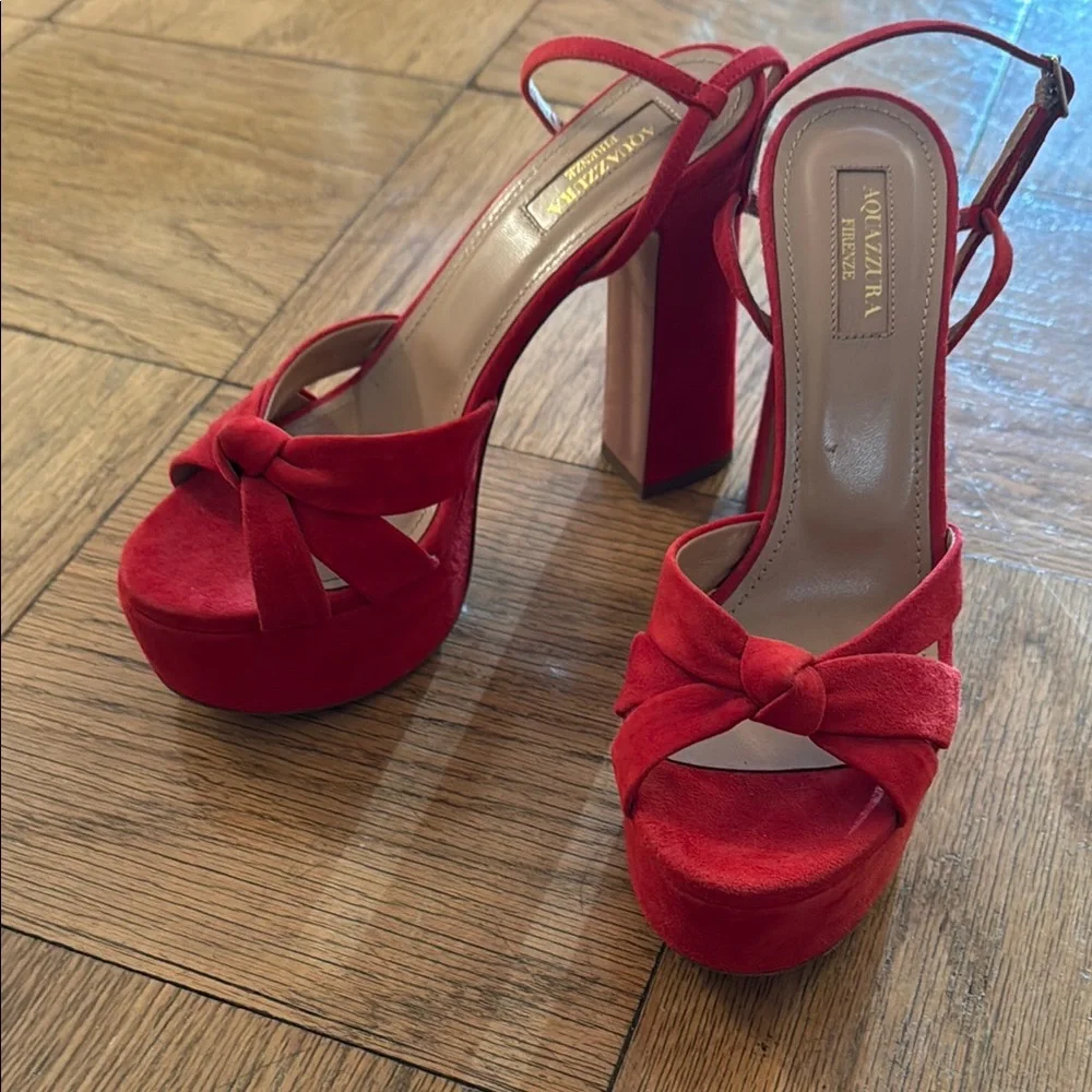 Aquazzura Red Suede Platform Sandals
